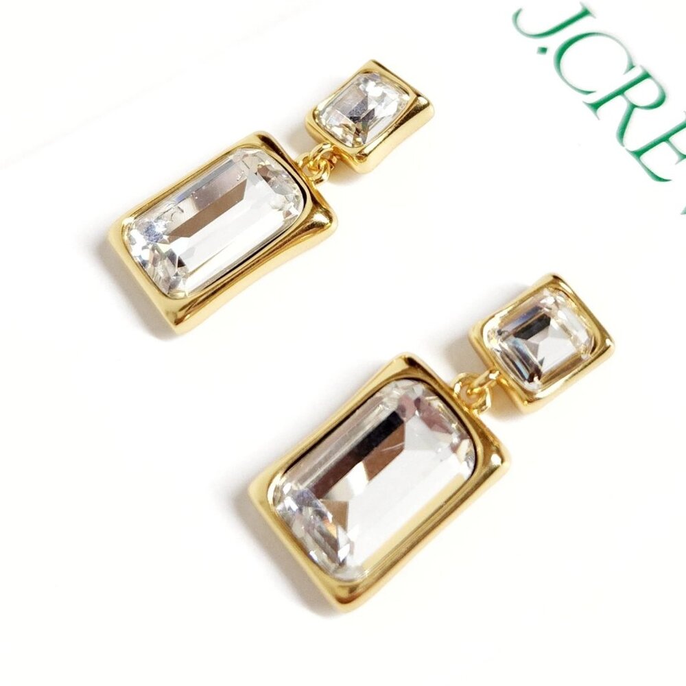 NWT J.CREW Faceted gemstone drop earrings Crystal - Picture 2 of 6